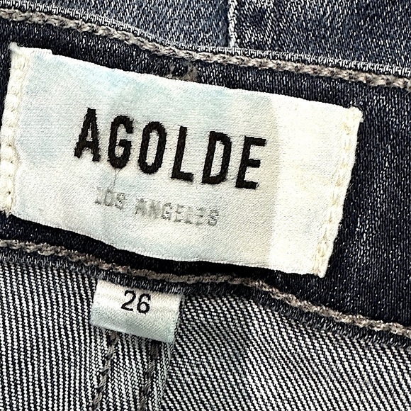👖⚡ AGOLDE Distressed Straight Ankle Jeans | Women’s Sz 26 | Cropped Vintage Blue - Picture 4 of 5